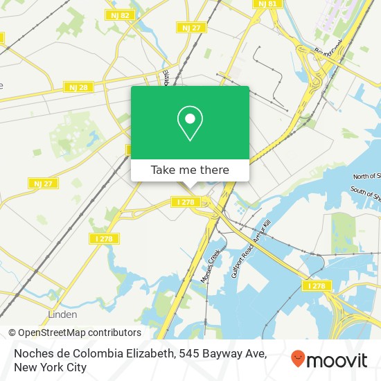 Mapa de Noches de Colombia Elizabeth, 545 Bayway Ave