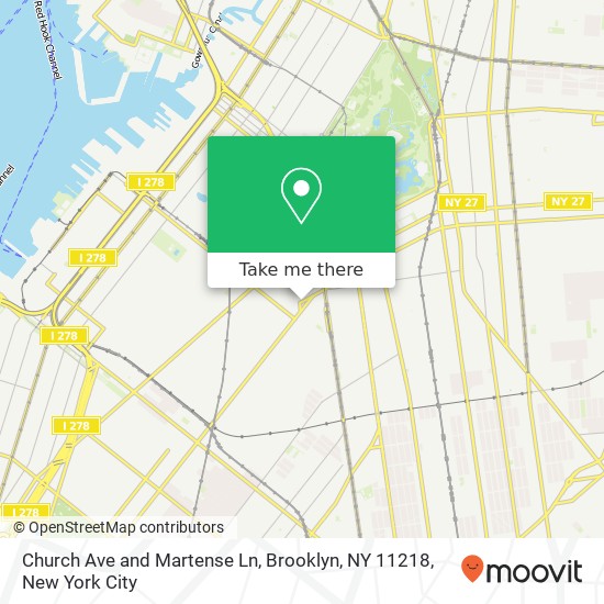 Church Ave and Martense Ln, Brooklyn, NY 11218 map