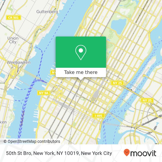 50th St Bro, New York, NY 10019 map
