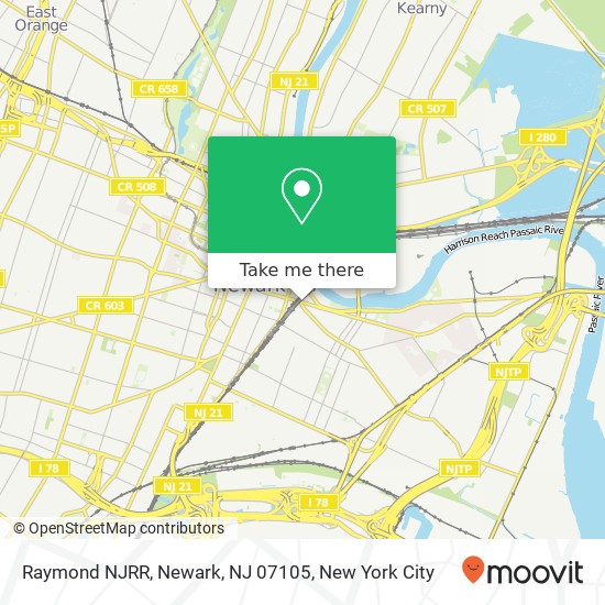 Mapa de Raymond NJRR, Newark, NJ 07105