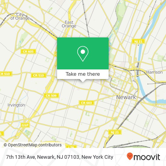 Mapa de 7th 13th Ave, Newark, NJ 07103