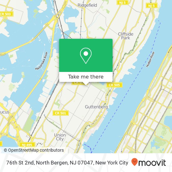 Mapa de 76th St 2nd, North Bergen, NJ 07047