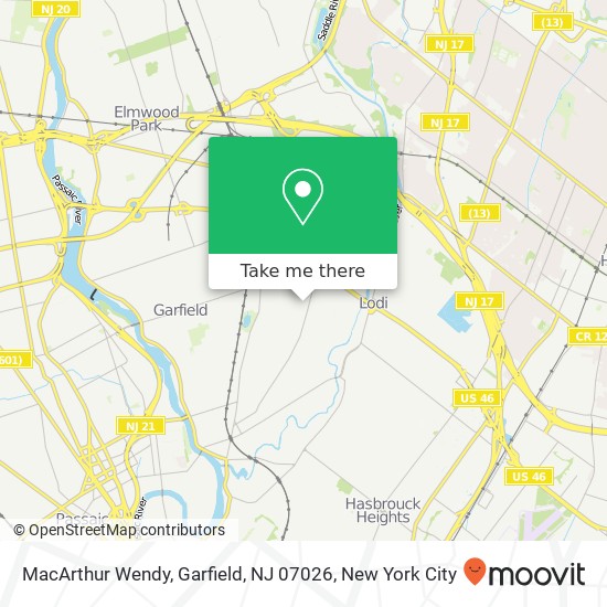 Mapa de MacArthur Wendy, Garfield, NJ 07026