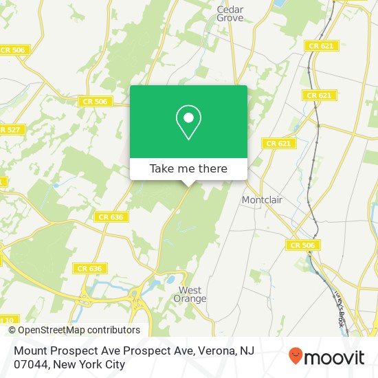 Mapa de Mount Prospect Ave Prospect Ave, Verona, NJ 07044