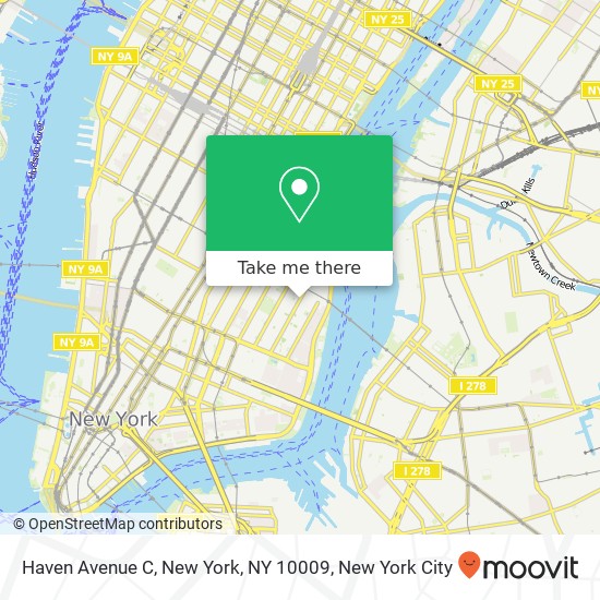 Mapa de Haven Avenue C, New York, NY 10009