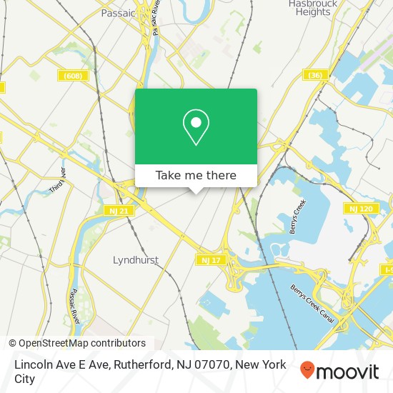 Lincoln Ave E Ave, Rutherford, NJ 07070 map