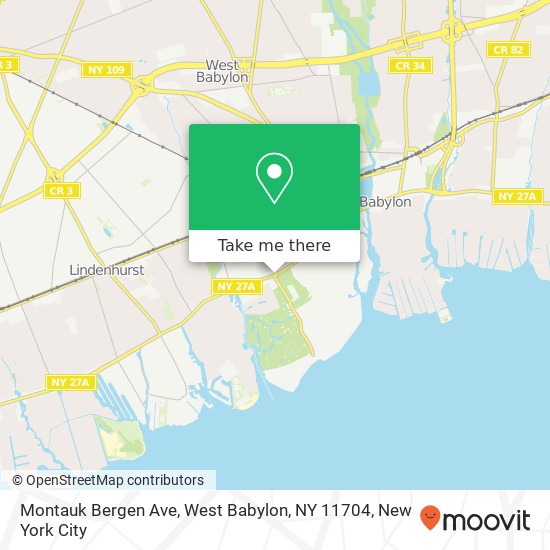 Mapa de Montauk Bergen Ave, West Babylon, NY 11704