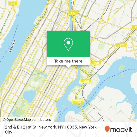 2nd & E 121st St, New York, NY 10035 map