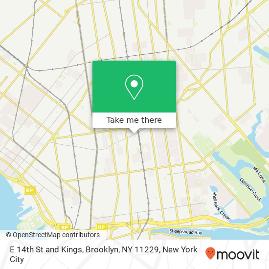 E 14th St and Kings, Brooklyn, NY 11229 map