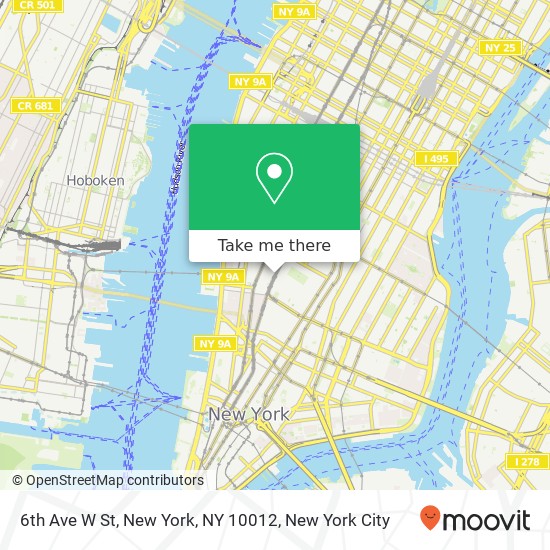 Mapa de 6th Ave W St, New York, NY 10012