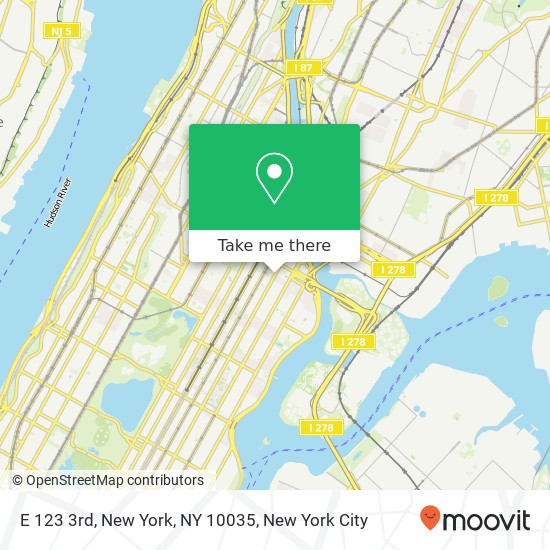 E 123 3rd, New York, NY 10035 map