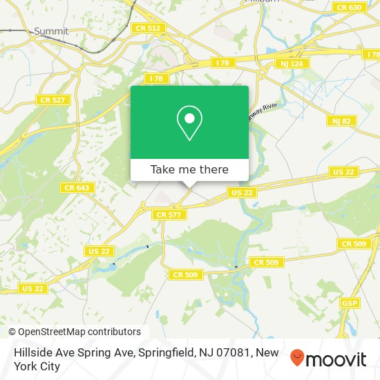 Mapa de Hillside Ave Spring Ave, Springfield, NJ 07081