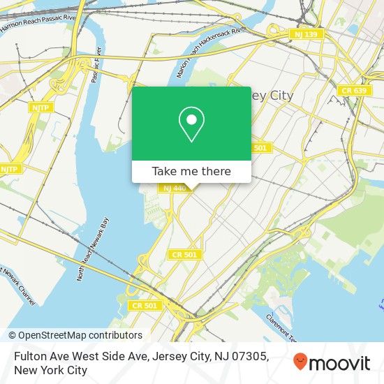 Fulton Ave West Side Ave, Jersey City, NJ 07305 map