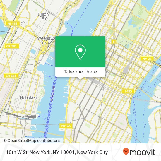 10th W St, New York, NY 10001 map
