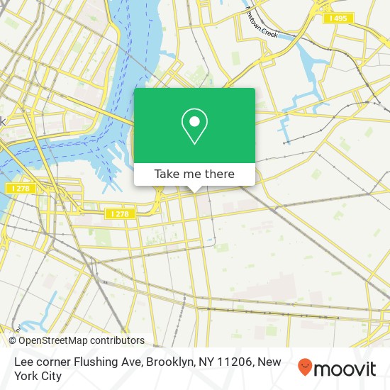 Mapa de Lee corner Flushing Ave, Brooklyn, NY 11206