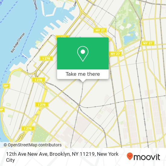 Mapa de 12th Ave New Ave, Brooklyn, NY 11219