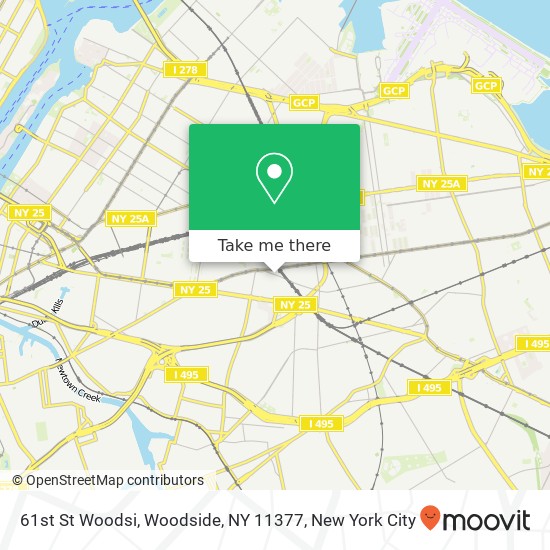 Mapa de 61st St Woodsi, Woodside, NY 11377