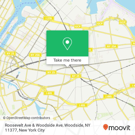 Mapa de Roosevelt Ave & Woodside Ave, Woodside, NY 11377