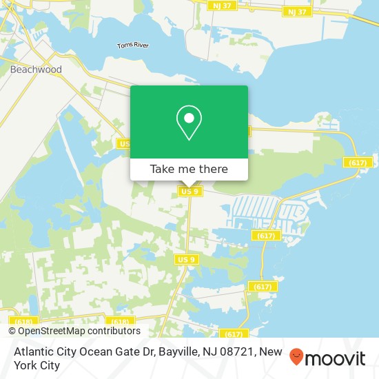 Mapa de Atlantic City Ocean Gate Dr, Bayville, NJ 08721