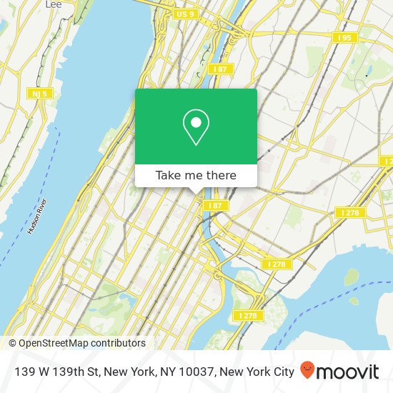 Mapa de 139 W 139th St, New York, NY 10037