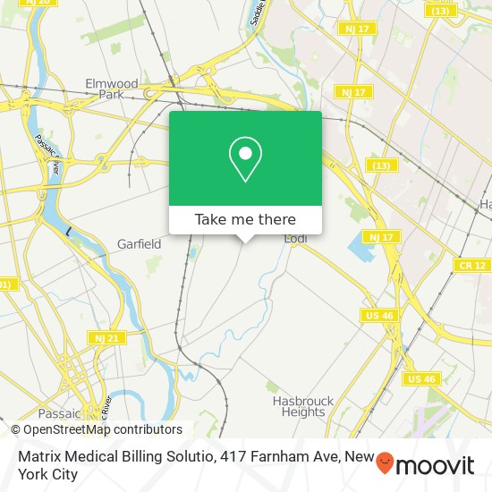 Mapa de Matrix Medical Billing Solutio, 417 Farnham Ave