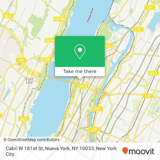 Cabri W 181st St, Nueva York, NY 10033 map