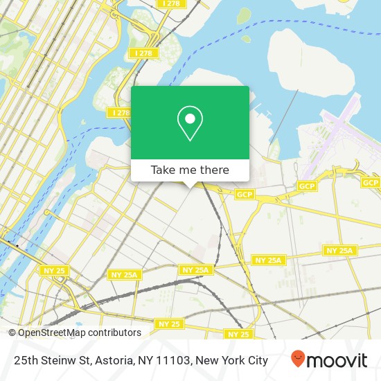 Mapa de 25th Steinw St, Astoria, NY 11103