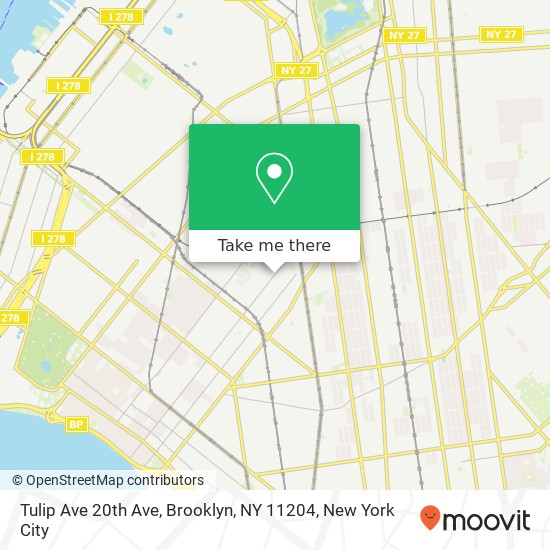 Tulip Ave 20th Ave, Brooklyn, NY 11204 map