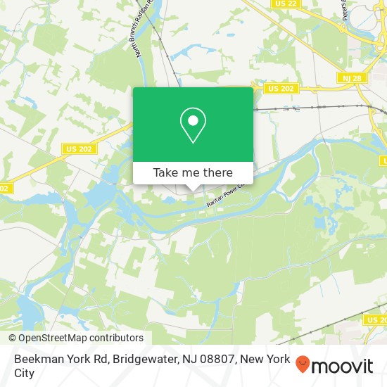 Mapa de Beekman York Rd, Bridgewater, NJ 08807