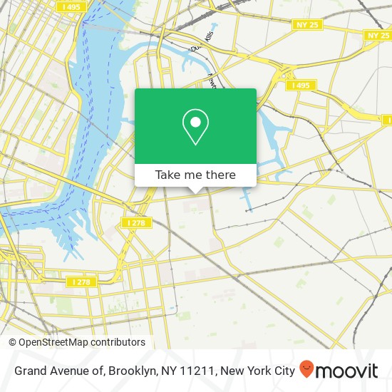 Mapa de Grand Avenue of, Brooklyn, NY 11211