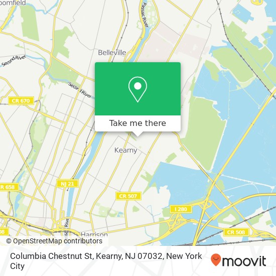 Mapa de Columbia Chestnut St, Kearny, NJ 07032