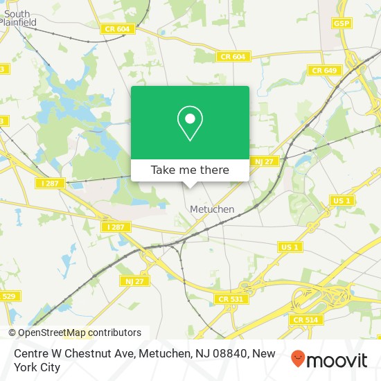 Centre W Chestnut Ave, Metuchen, NJ 08840 map