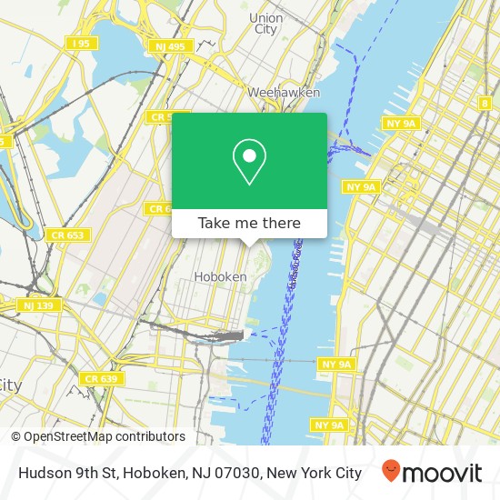 Mapa de Hudson 9th St, Hoboken, NJ 07030
