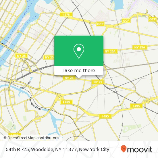 Mapa de 54th RT-25, Woodside, NY 11377