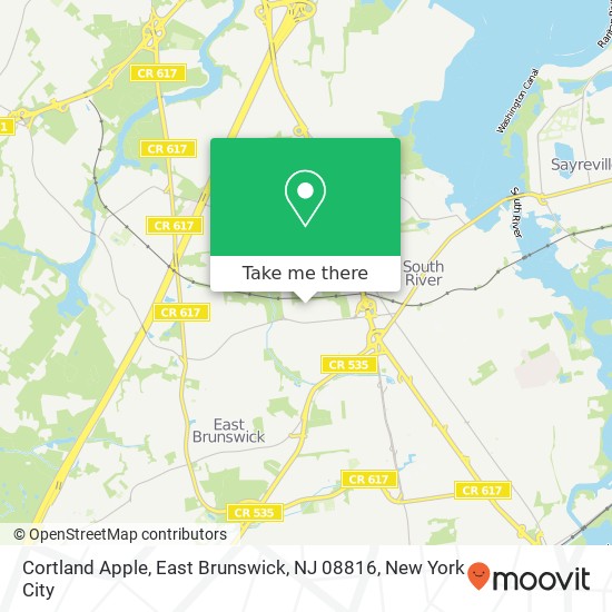 Mapa de Cortland Apple, East Brunswick, NJ 08816