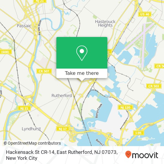 Mapa de Hackensack St CR-14, East Rutherford, NJ 07073
