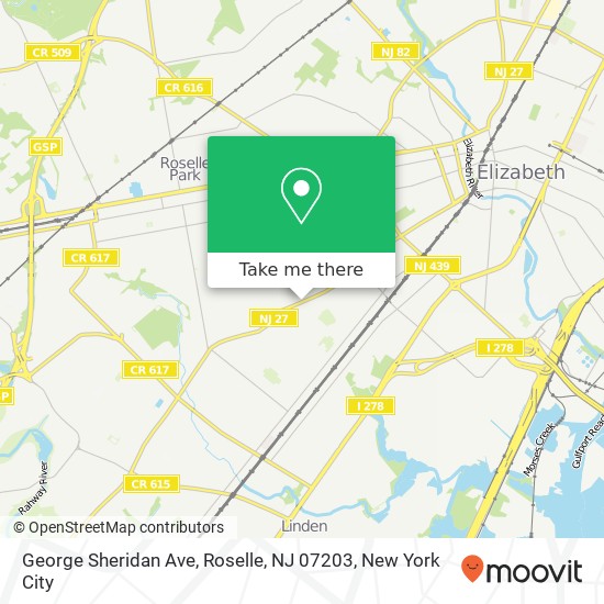 Mapa de George Sheridan Ave, Roselle, NJ 07203