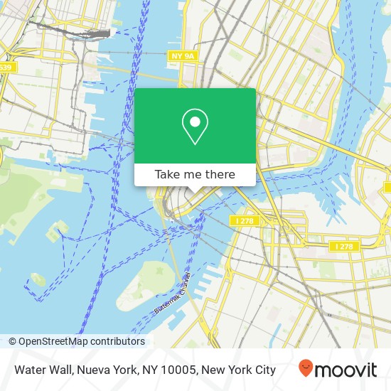 Mapa de Water Wall, Nueva York, NY 10005