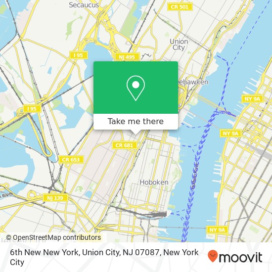 Mapa de 6th New New York, Union City, NJ 07087