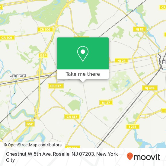 Mapa de Chestnut W 5th Ave, Roselle, NJ 07203