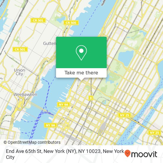 End Ave 65th St, New York (NY), NY 10023 map