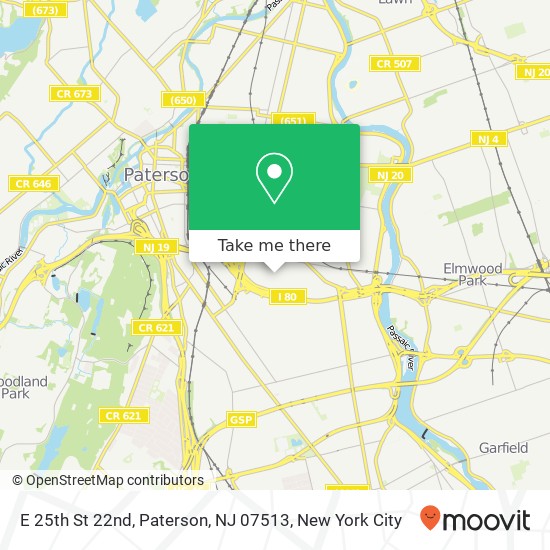 Mapa de E 25th St 22nd, Paterson, NJ 07513
