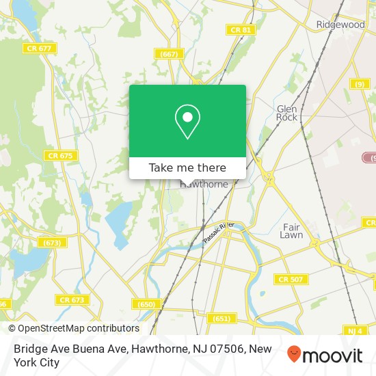 Mapa de Bridge Ave Buena Ave, Hawthorne, NJ 07506