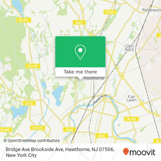 Bridge Ave Brookside Ave, Hawthorne, NJ 07506 map