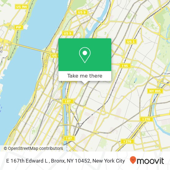 Mapa de E 167th Edward L , Bronx, NY 10452