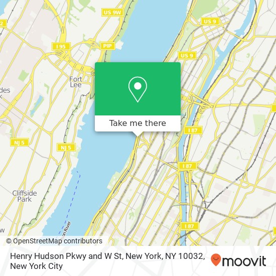 Henry Hudson Pkwy and W St, New York, NY 10032 map