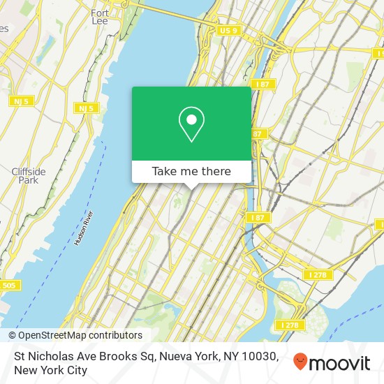 St Nicholas Ave Brooks Sq, Nueva York, NY 10030 map