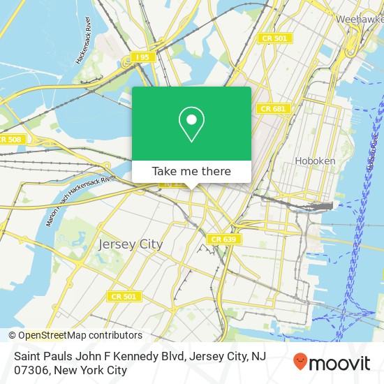 Mapa de Saint Pauls John F Kennedy Blvd, Jersey City, NJ 07306