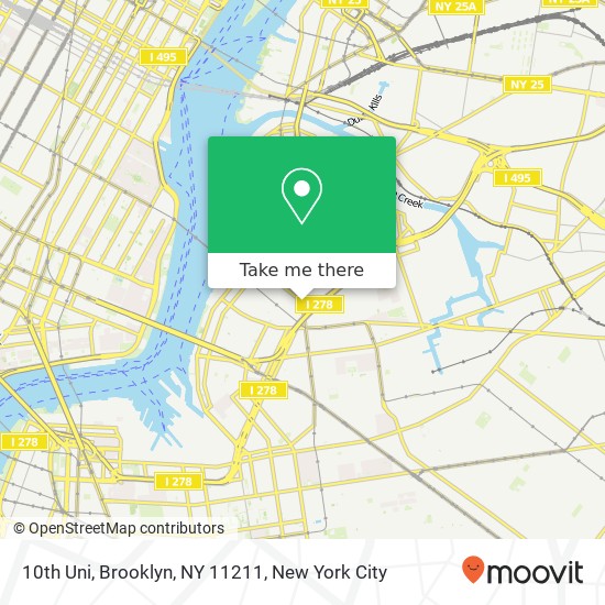Mapa de 10th Uni, Brooklyn, NY 11211