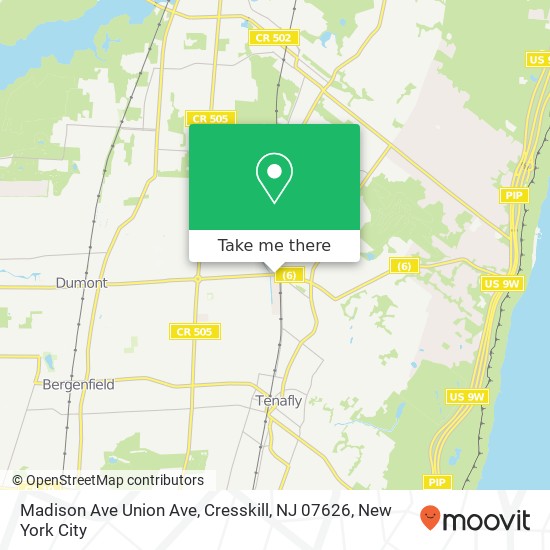 Mapa de Madison Ave Union Ave, Cresskill, NJ 07626
